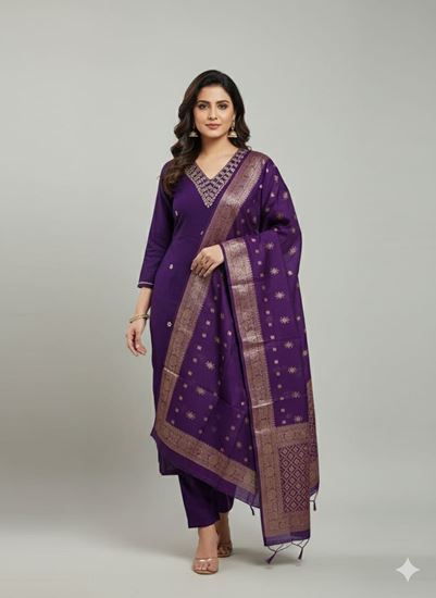 Picture of Silk Dress Pant with Dupatta