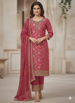 Picture of Vichitra Silk Women Kurti With Dupatta & Bottomwear